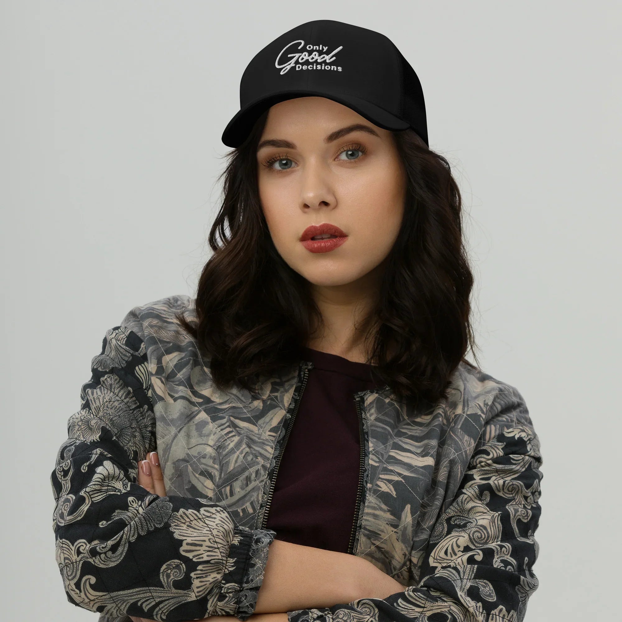 "Only Good Decisions" Medium Print Trucker Cap - Only Good Decisions