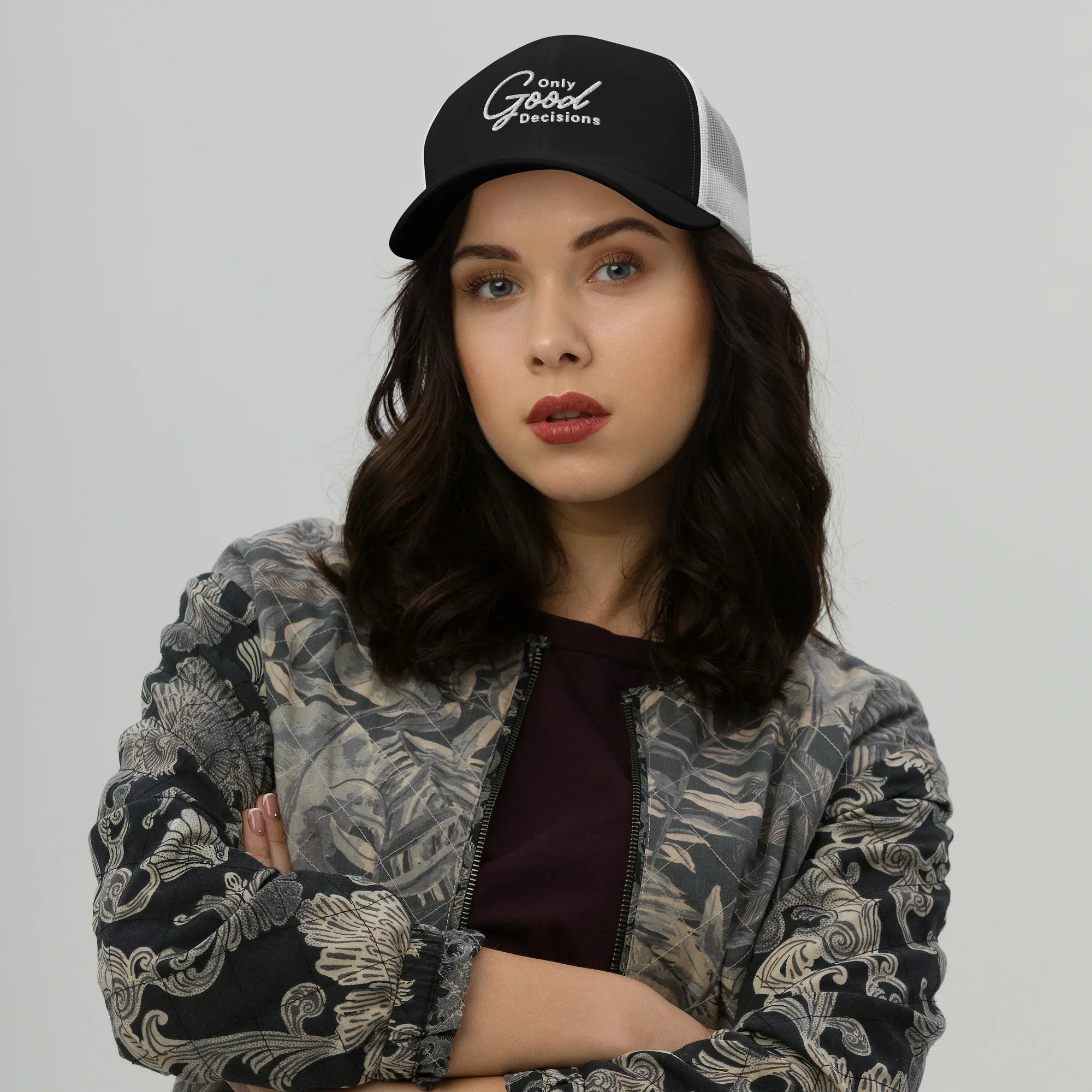 "Only Good Decisions" Medium Print Trucker Cap - Only Good Decisions