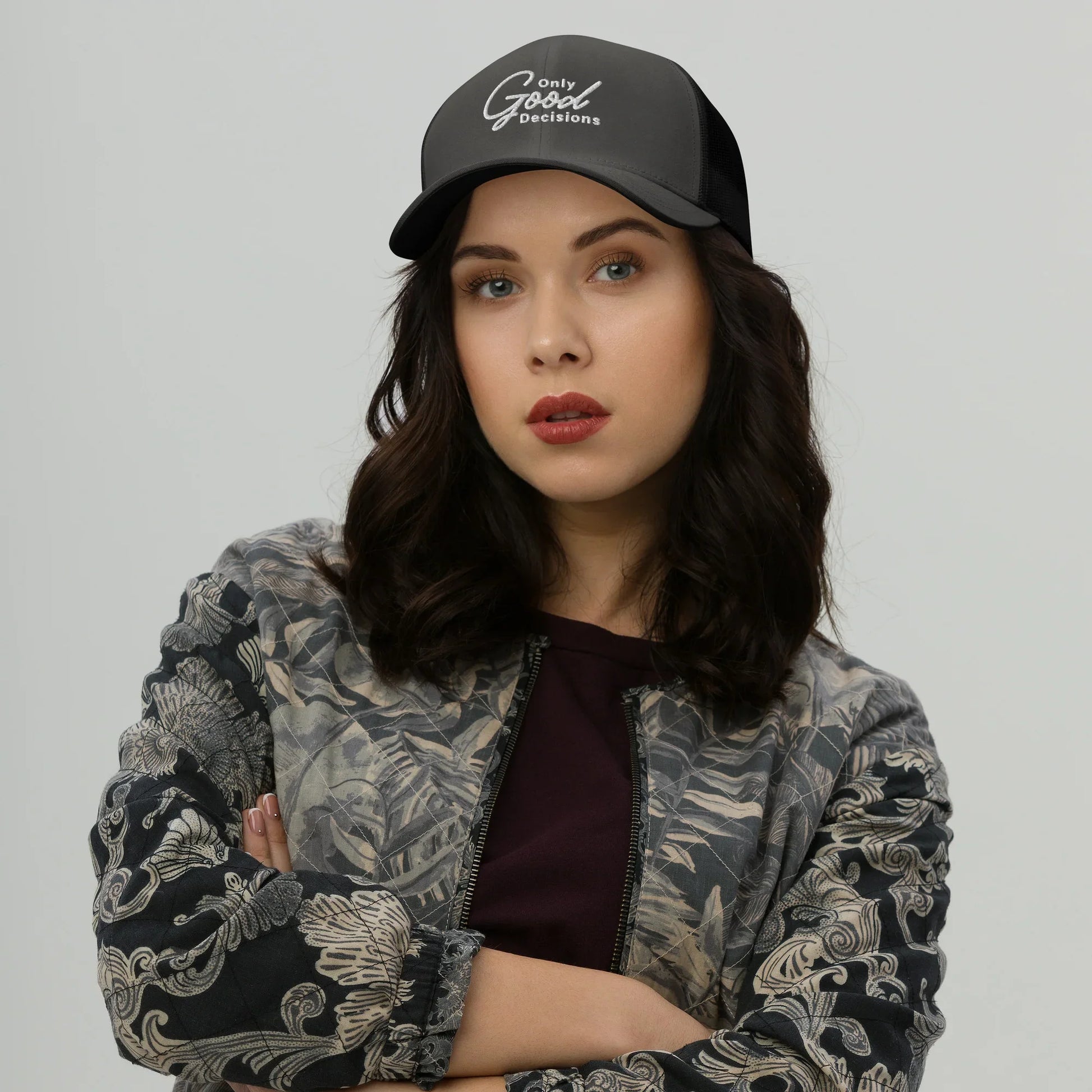 "Only Good Decisions" Medium Print Trucker Cap - Only Good Decisions