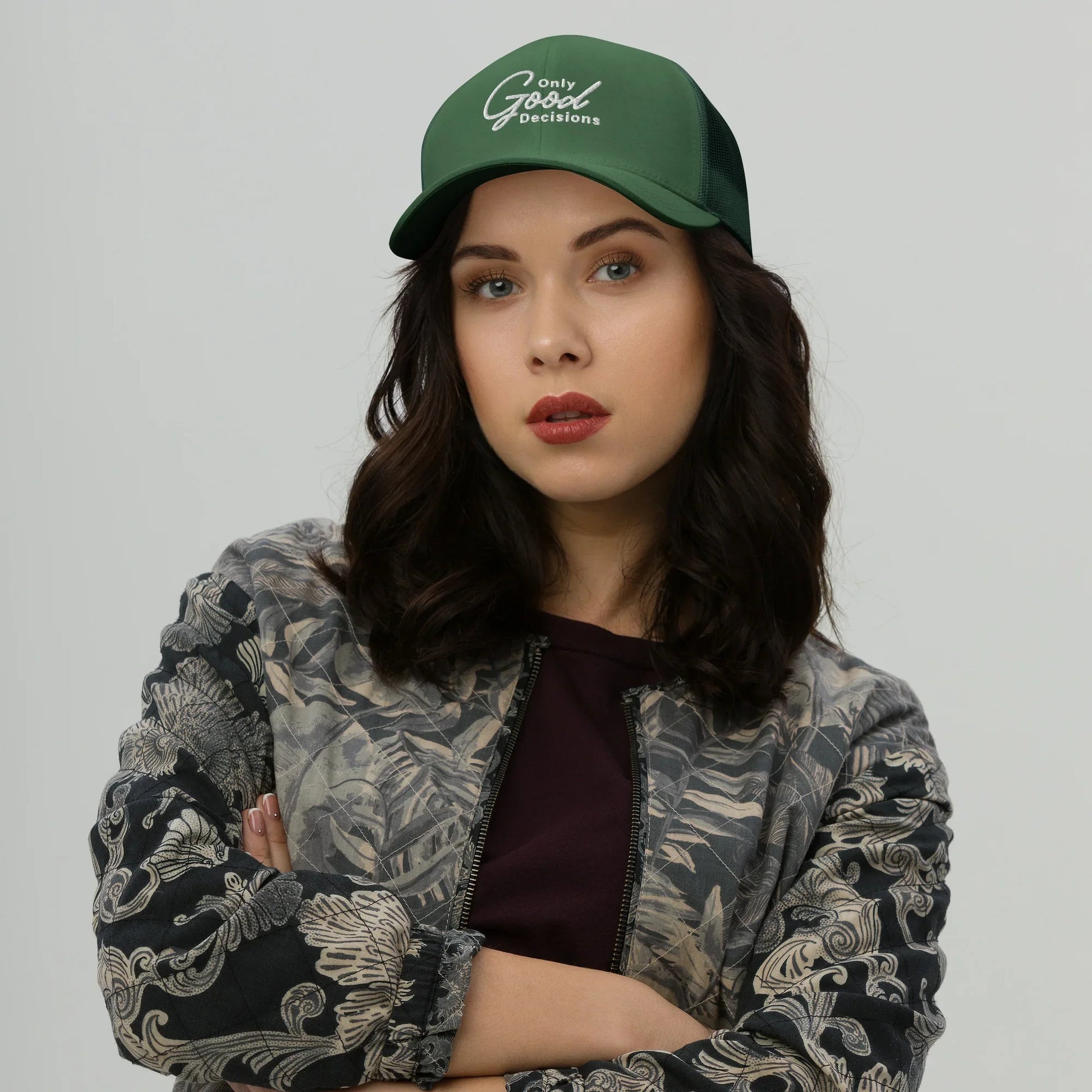 "Only Good Decisions" Medium Print Trucker Cap - Only Good Decisions