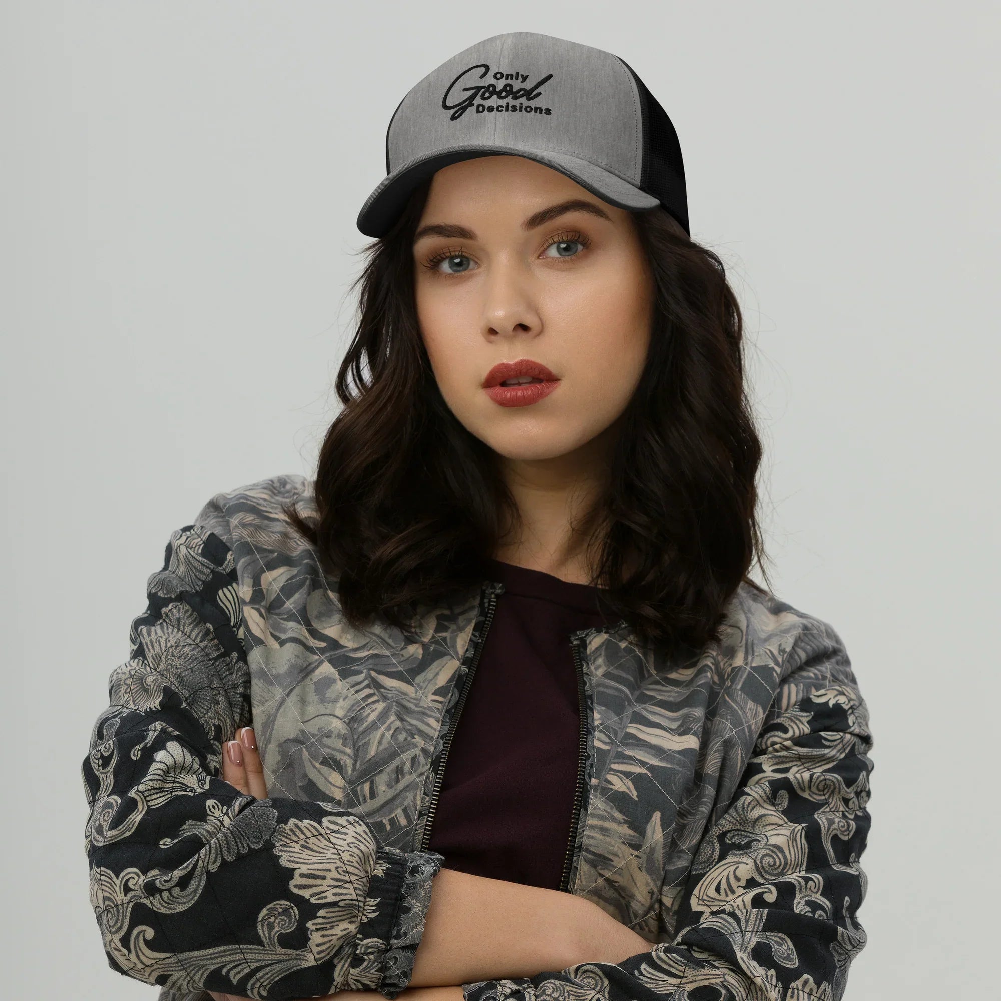"Only Good Decisions" Medium Print Trucker Cap - Only Good Decisions