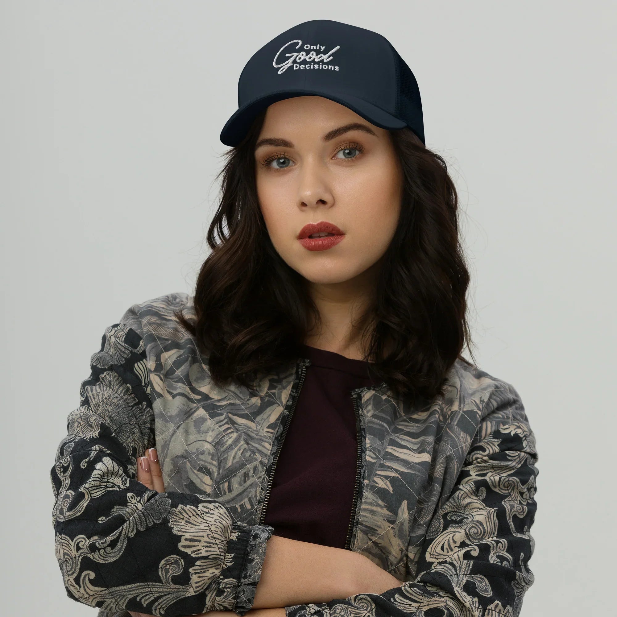 "Only Good Decisions" Medium Print Trucker Cap - Only Good Decisions