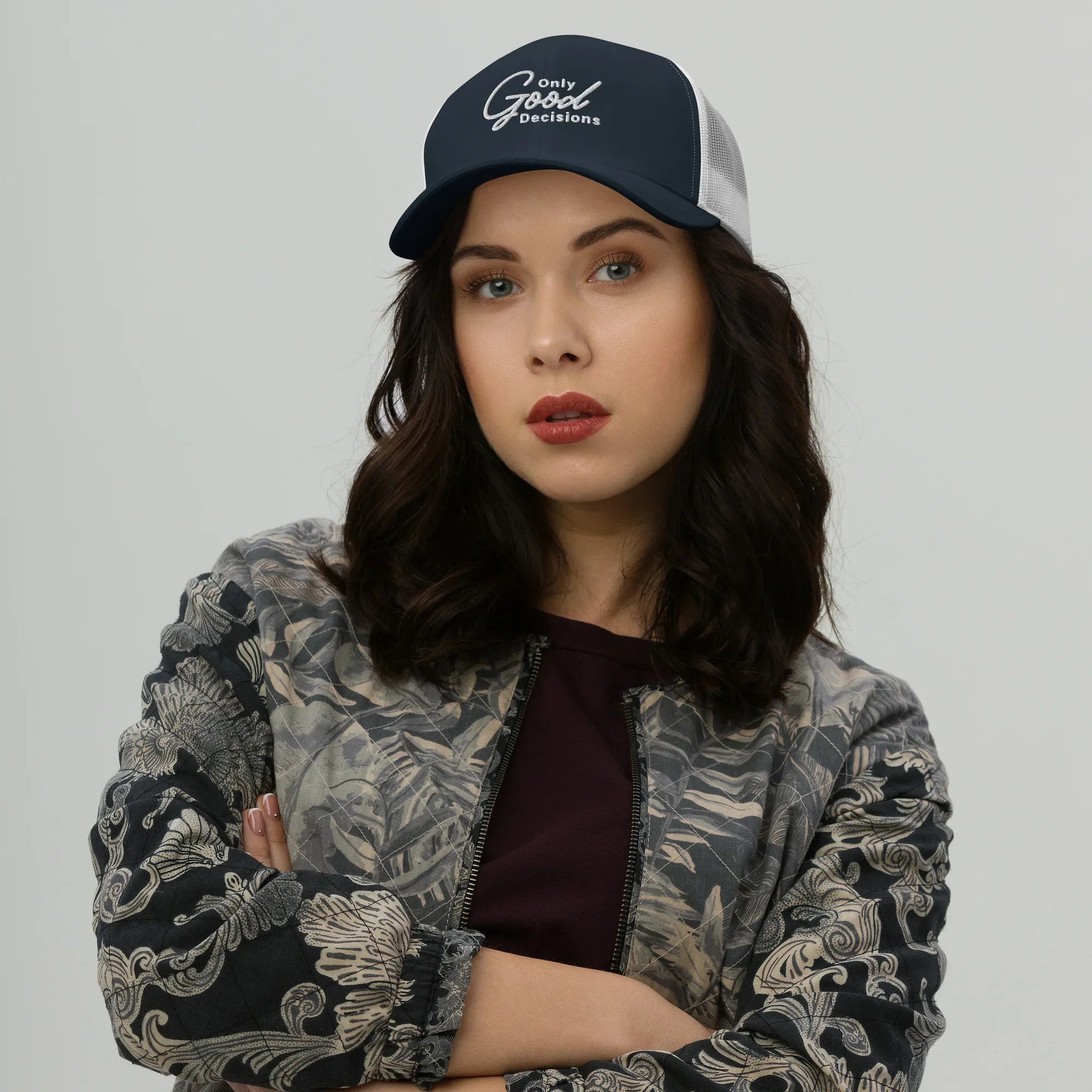 "Only Good Decisions" Medium Print Trucker Cap - Only Good Decisions