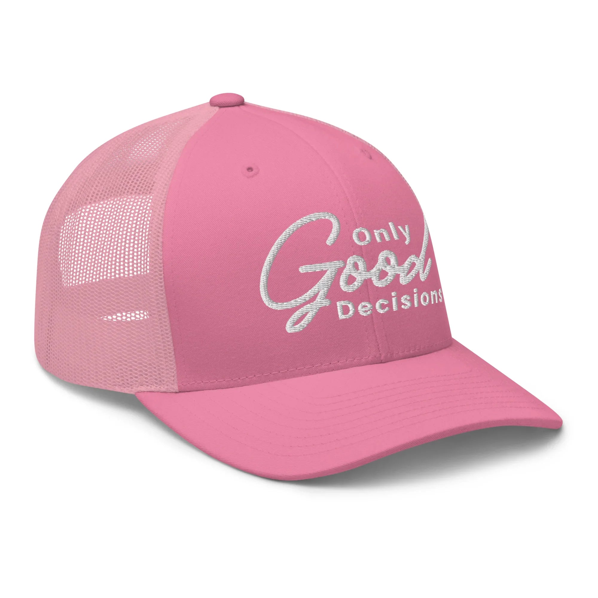 Only Good Decisions Large Print Trucker Cap - Only Good Decisions