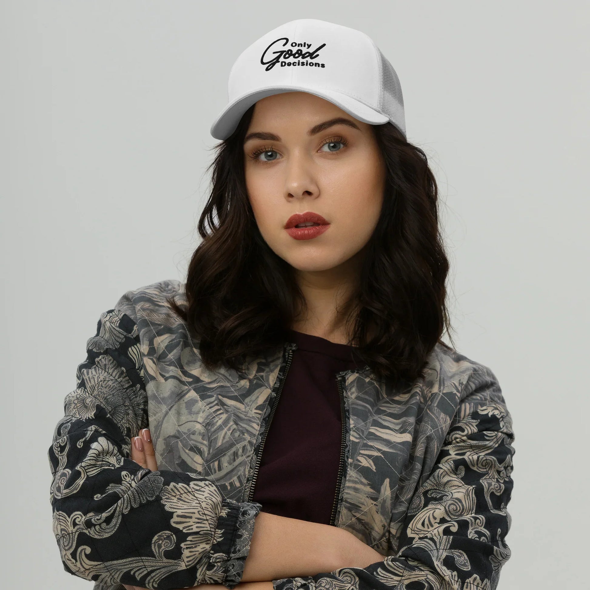 "Only Good Decisions" Medium Print Trucker Cap - Only Good Decisions