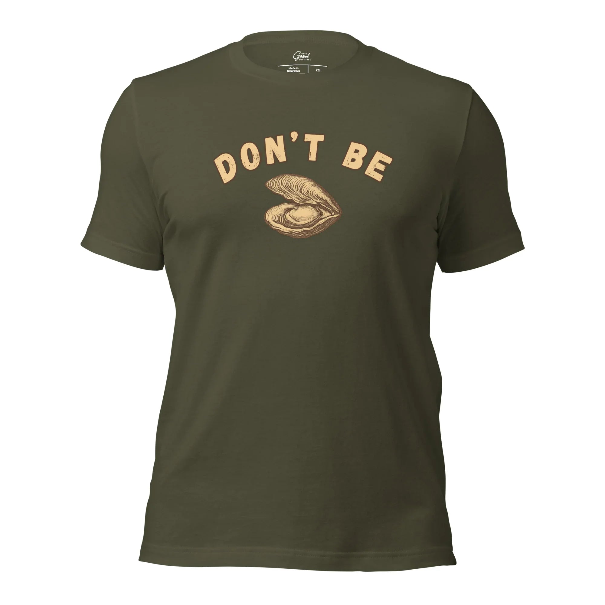 Military Green After A While Crocodile classic idiom t-shirt featuring the text "AFTER A WHILE" in green above an illustration of a crocodile.