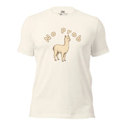 Vintage White No Prob-llama animal pun graphic tee featuring the text "NO PROB" arched over an illustration of a standing llama.