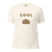 Vintage White Cool Beans retro slang graphic tee featuring the text "COOL" above an illustration of a pile of beans.